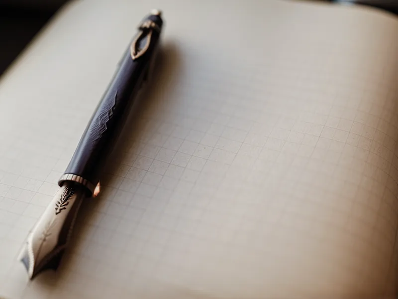 Nahaufnahme eines Füllhalters auf einem Notizbuch mit handschriftlichen Dokumentationen zur Selbstheilung.