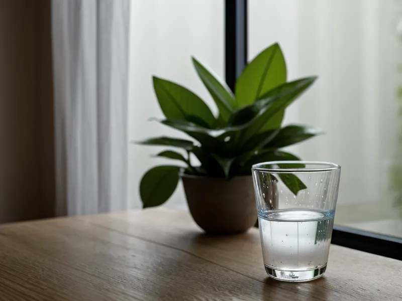 Glas Wasser und Blatt als Notizbild zur Magen-Darm-Edition im phoenix999-Online-Kurs-Test