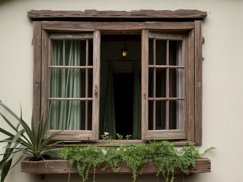 Blick aus einem Freiburger Altbaufenster in einen ruhigen, grünen Hinterhof.