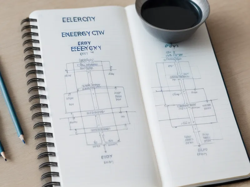 Detailaufnahme eines handschriftlichen Diagramms in einem Notizbuch zur Kursstruktur.