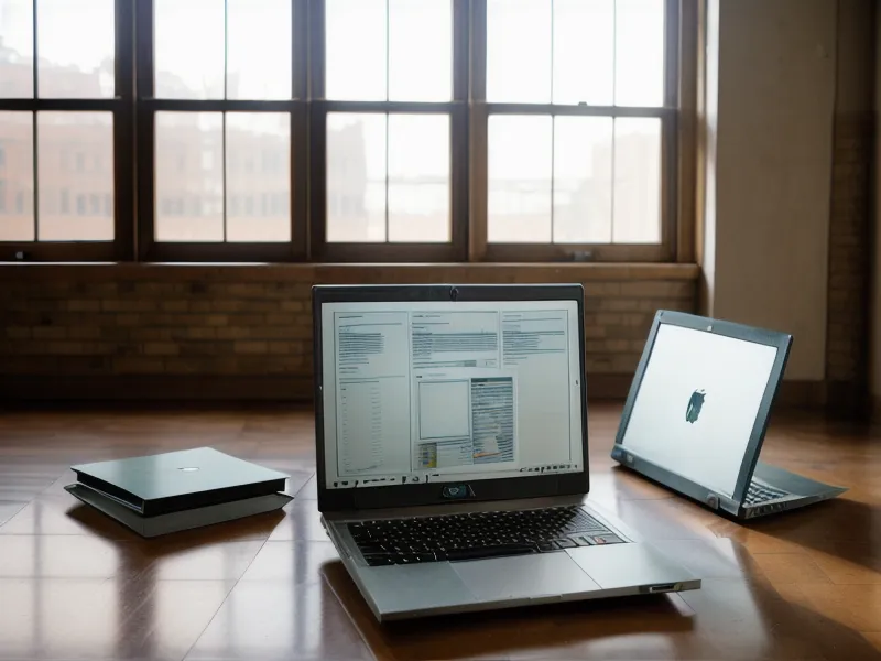 Laptop mit Online-Kurs neben einem Stapel alter Praxisbroschüren auf einem Schreibtisch.